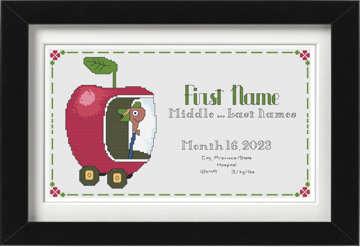 Lowly Worm - Richard Scarry's Busy World Characters Cross Stitch / Embroidery or Needlepoint Birth Sampler Pattern