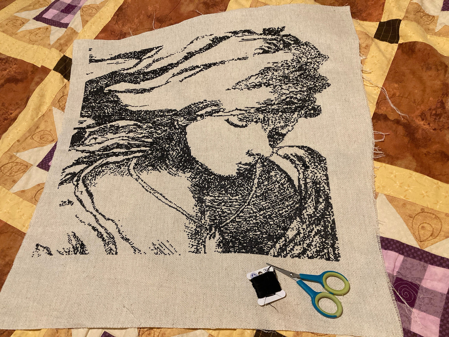 Masters Series - Rembrandt Painting "Lady Pouring Water" Zoomed in version Cross Stitch / Embroidery or Needlepoint Pattern