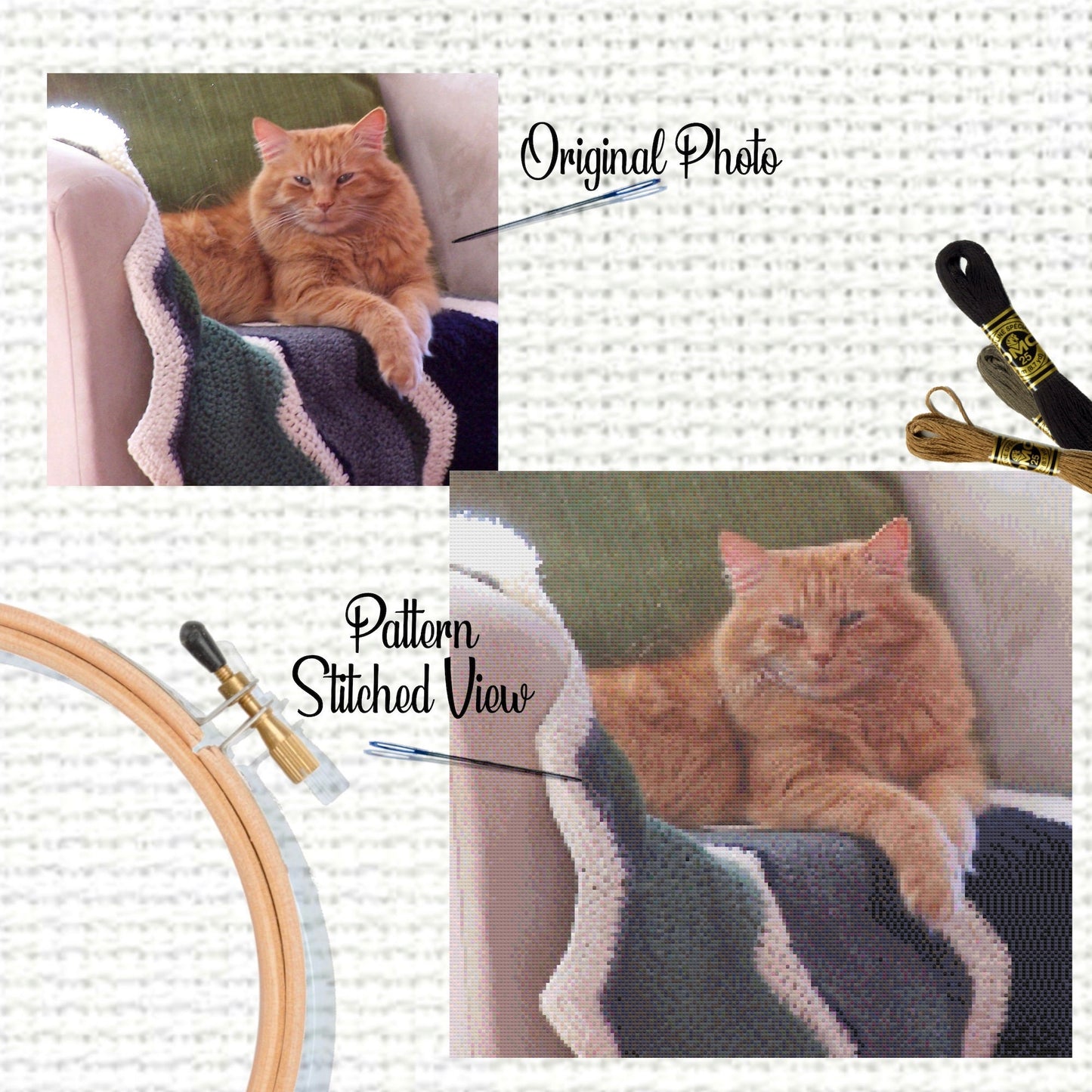 Level 3 - Custom Photo Conversion into Cross Stitch Pattern - Complex conversion with major changes - Digital Download - Personalized gift