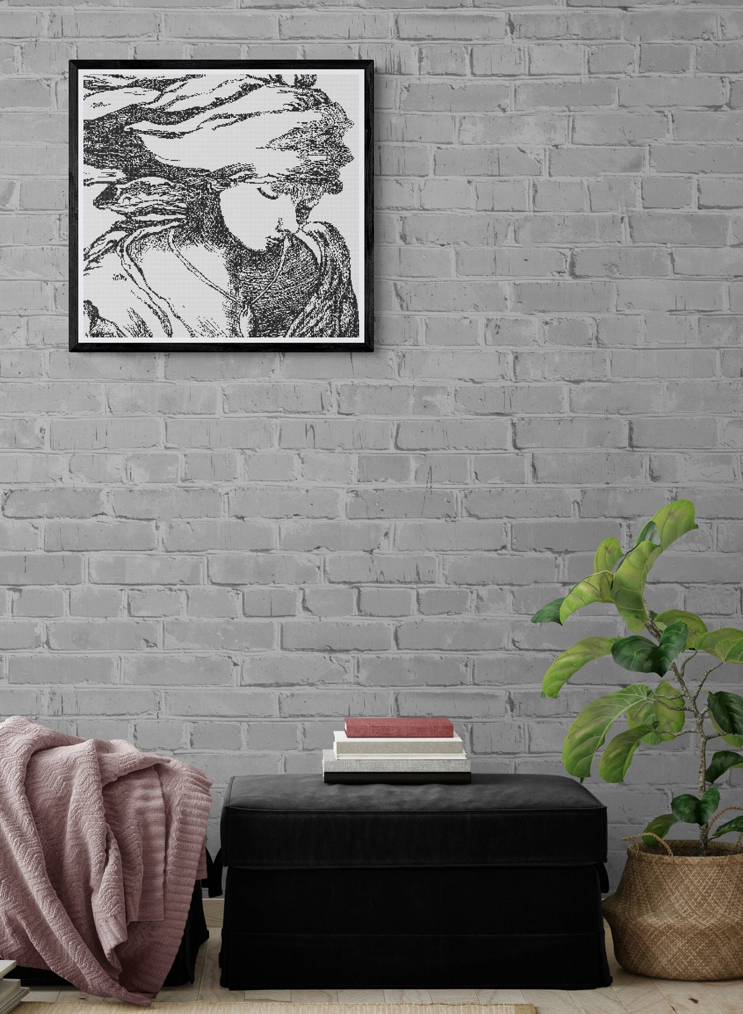 Masters Series - Rembrandt Painting "Lady Pouring Water" Zoomed in version Cross Stitch / Embroidery or Needlepoint Pattern